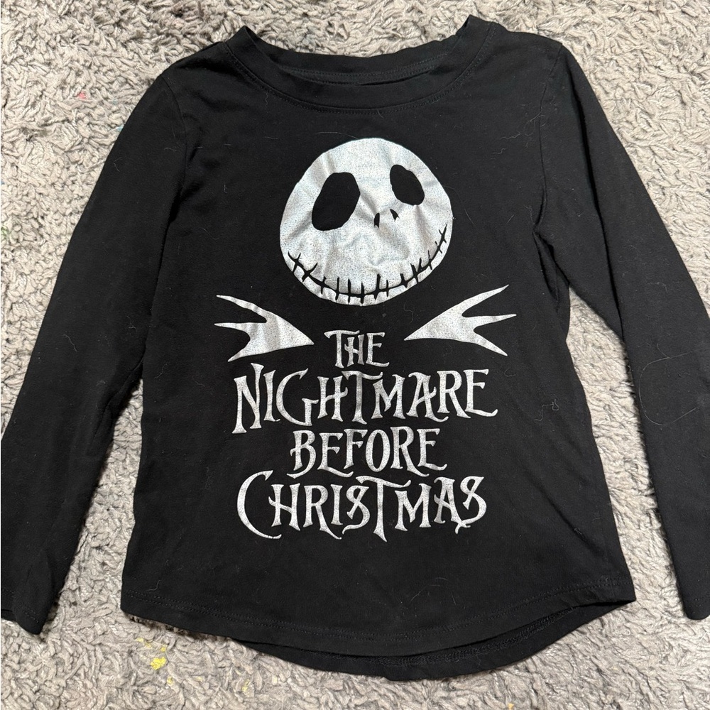 Disney Black and White Nightmare Before Christmas Long Sleeve Tee Girls 6